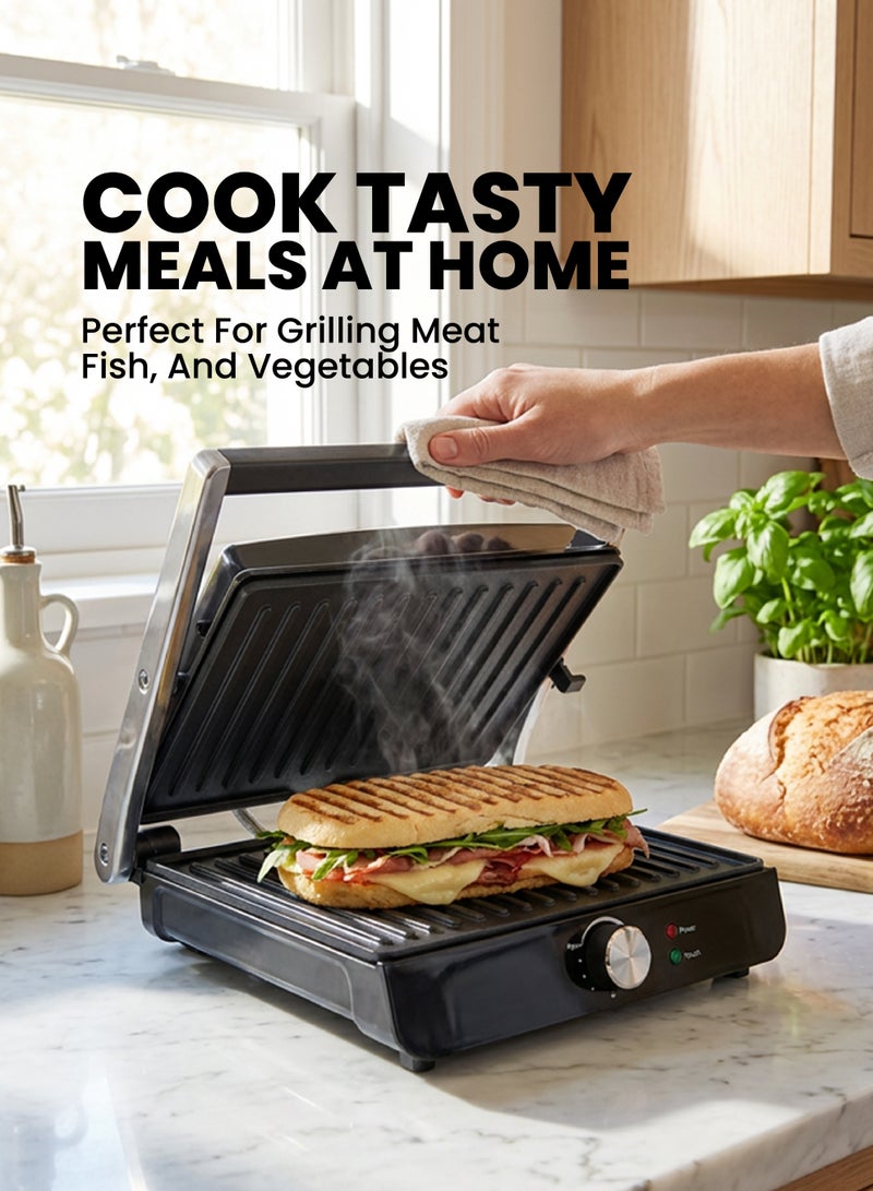 تيم TEAM Contact Grill – Electric Grill for Sandwiches, Panini, Meat & Vegetables | Non-Stick Plates, Adjustable Temperature, 2200W Power, Compact Design - Image 4